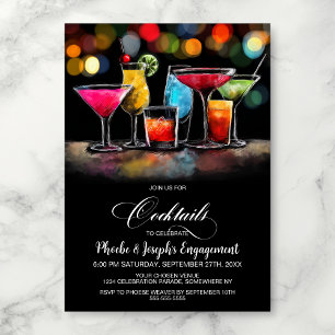 Färgglada Cocktailar Förlovningsfest Inbjudningar