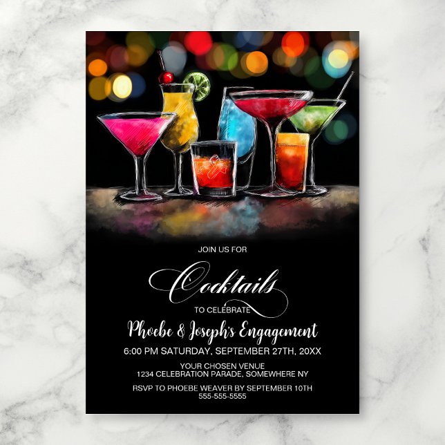 Färgglada Cocktailar Förlovningsfest Inbjudningar (Skapare uppladdad)