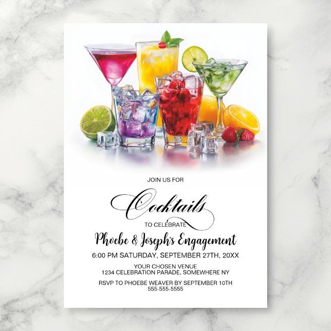 Färgglada Cocktailar Förlovningsfest Inbjudningar (Skapare uppladdad)