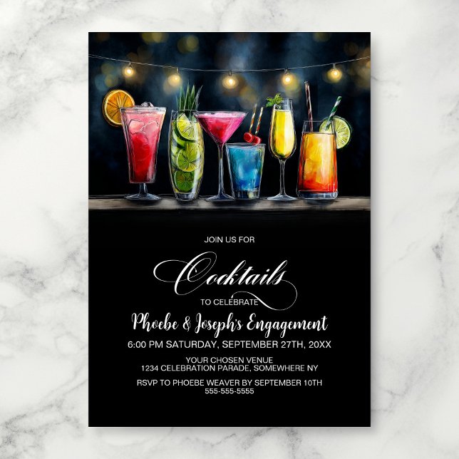 Färgglada Cocktailar Förlovningsfest Inbjudningar (Skapare uppladdad)