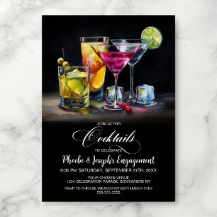 Färgglada Cocktailar Förlovningsfest Inbjudningar