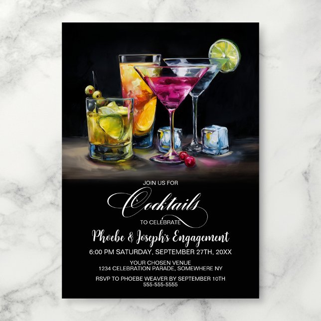 Färgglada Cocktailar Förlovningsfest Inbjudningar (Skapare uppladdad)