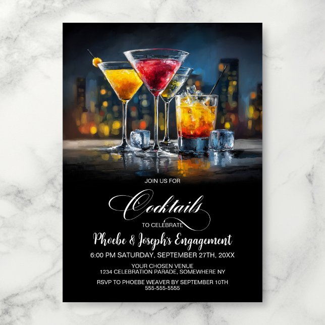 Färgglada Cocktailar Förlovningsfest Inbjudningar (Skapare uppladdad)