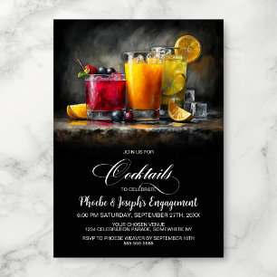 Färgglada Cocktailar Förlovningsfest Inbjudningar