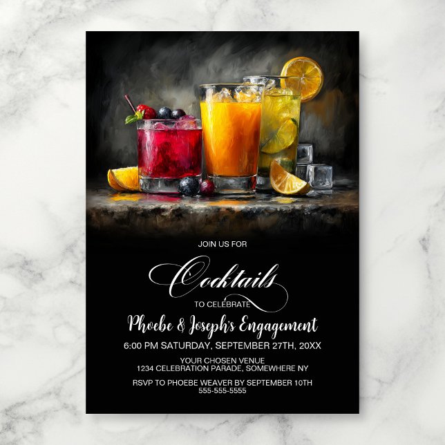Färgglada Cocktailar Förlovningsfest Inbjudningar (Skapare uppladdad)