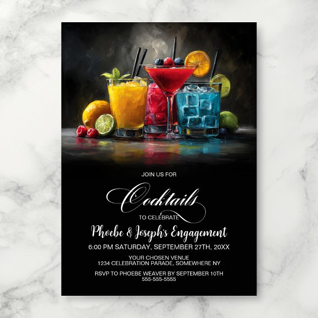 Färgglada Cocktailar Förlovningsfest Inbjudningar (Skapare uppladdad)