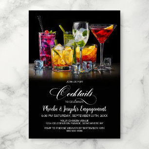 Färgglada Cocktailar Förlovningsfest Inbjudningar