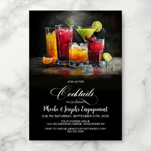 Färgglada Cocktailar Förlovningsfest Inbjudningar