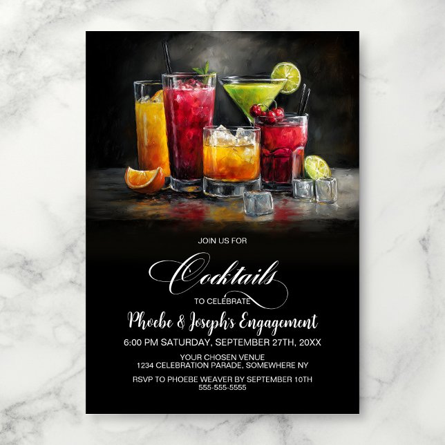 Färgglada Cocktailar Förlovningsfest Inbjudningar (Skapare uppladdad)