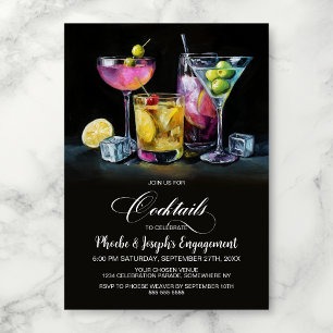 Färgglada Cocktailar Förlovningsfest Inbjudningar