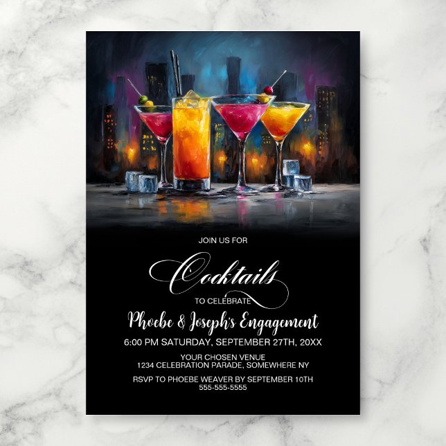 Färgglada Cocktailar Förlovningsfest Inbjudningar (Skapare uppladdad)