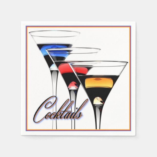 Färgglada cocktailglas servetter (Framsidan)