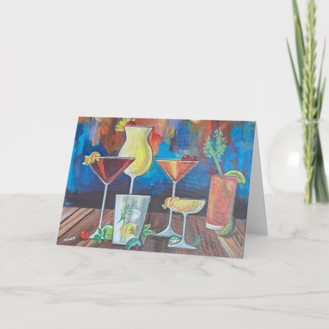 Färgglada Cocktailkort Helgkort (Framsida)