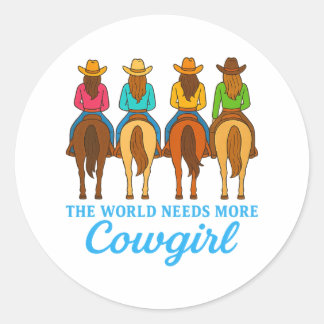 Färgglada Cowgirls Western Sjungmöfest Runt Klistermärke