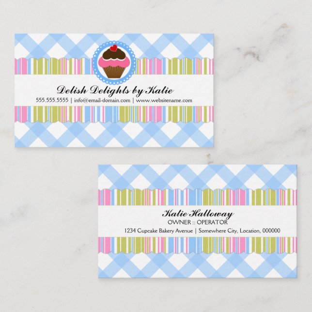 Färgglada Cupcake Bageri Visitkort (Fram/baksida)