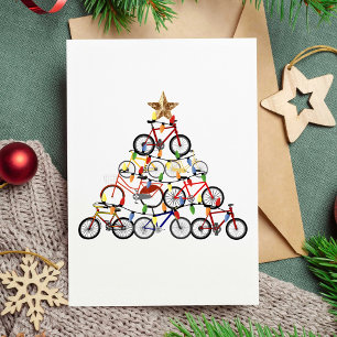 Färgglada cyklar julgran prydnadsgåvor kort
