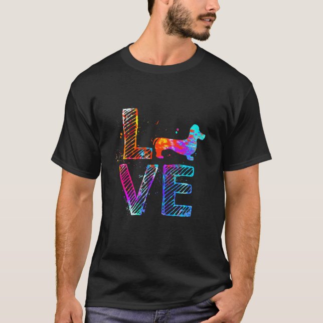 Färgglada Dachshund Hundmamma Present Dachshund T Shirt (Framsida)