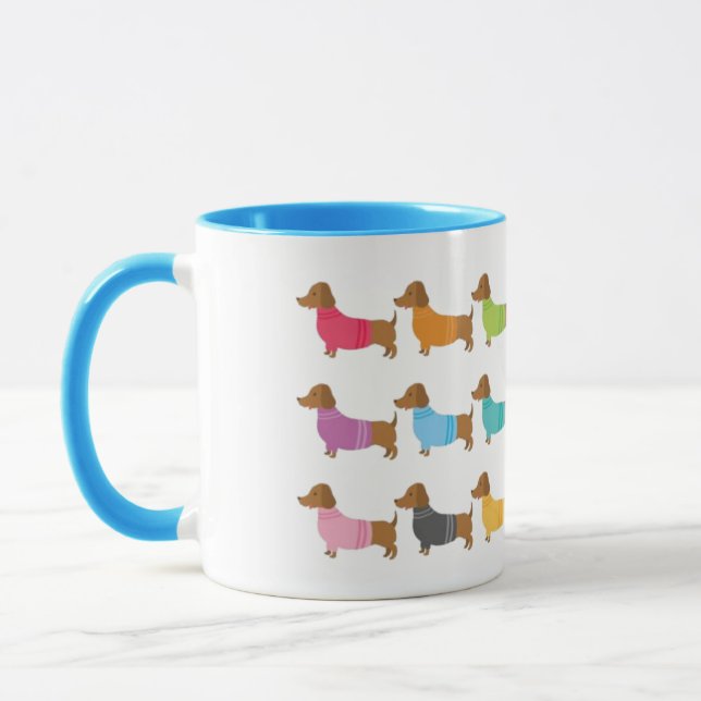 Färgglada Dachshunds Kaffe Mugg (Vänster)