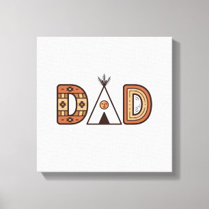 Färgglada Dad Teepee Bokstavsdesign T-Shirt_1 Canvastryck