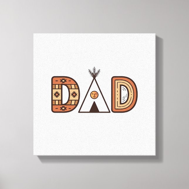 Färgglada Dad Teepee Bokstavsdesign T-Shirt_1 Canvastryck (Framsida)