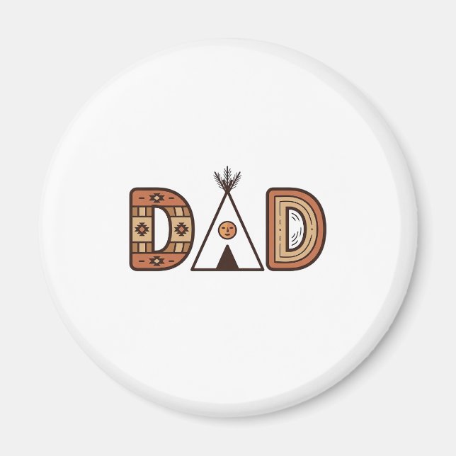 Färgglada Dad Teepee Bokstavsdesign T-Shirt_1 Magnet (Framsidan)