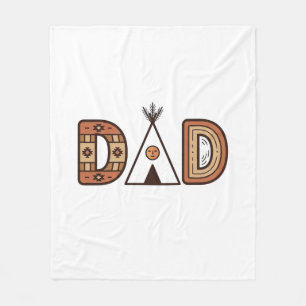Färgglada Dad Teepee Bokstavsskjorta Design_1 Fleecefilt
