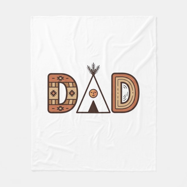 Färgglada Dad Teepee Bokstavsskjorta Design_1 Fleecefilt (Framsidan)