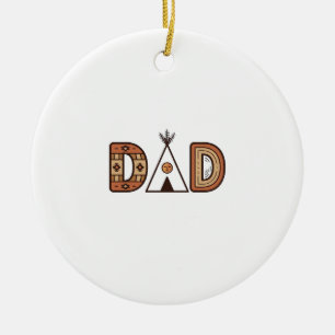 Färgglada Dad Teepee Bokstavsskjorta Design_1 Julgransprydnad Keramik