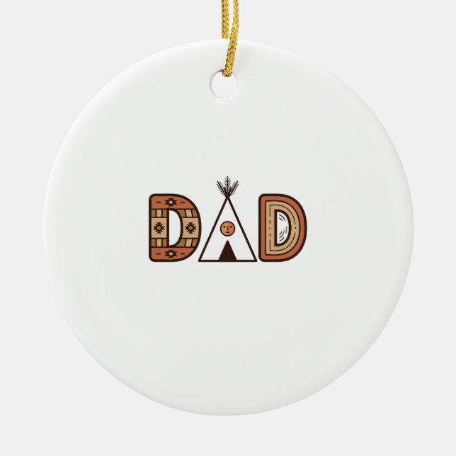 Färgglada Dad Teepee Bokstavsskjorta Design_1 Julgransprydnad Keramik (Framsidan)
