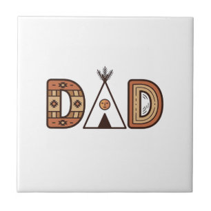Färgglada Dad Teepee Bokstavsskjorta Design_1 Kakelplatta