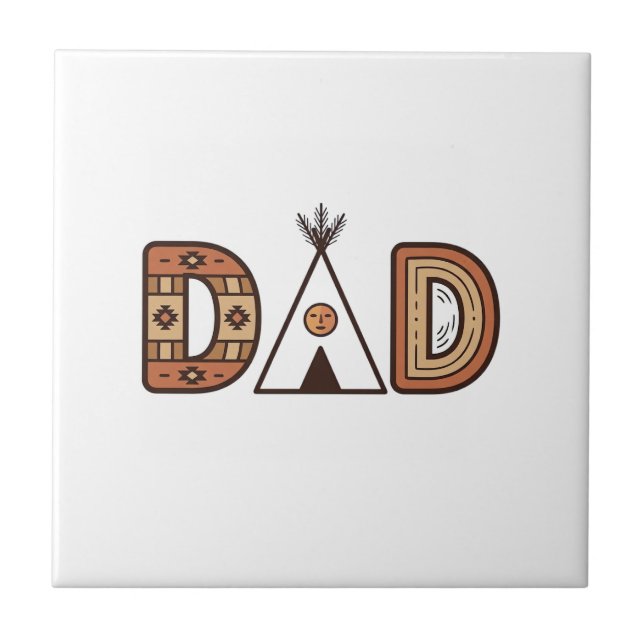 Färgglada Dad Teepee Bokstavsskjorta Design_1 Kakelplatta (Framsidan)