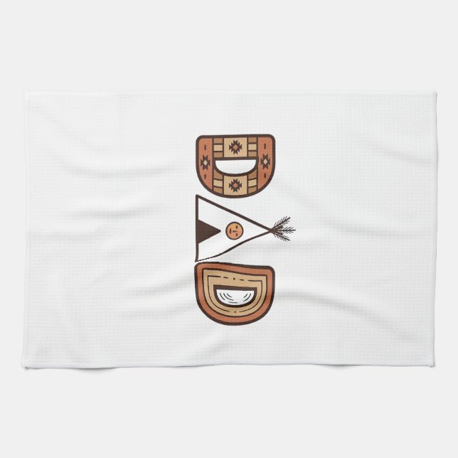 Färgglada Dad Teepee Bokstavsskjorta Design_1 Kökshandduk (Horisontell)