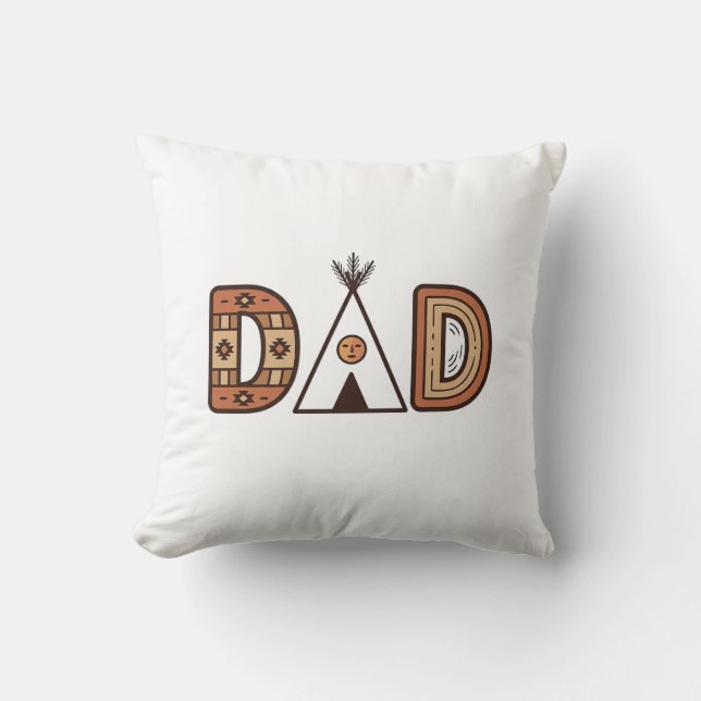 Färgglada Dad Teepee Bokstavsskjorta Design_1 Kudde (Framsida)