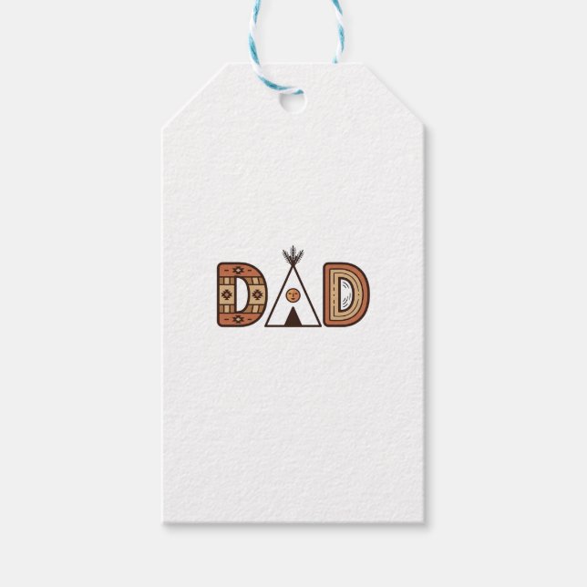 Färgglada Dad Teepee Bokstavsskjorta Design_1 Presentetikett (Framsidan)