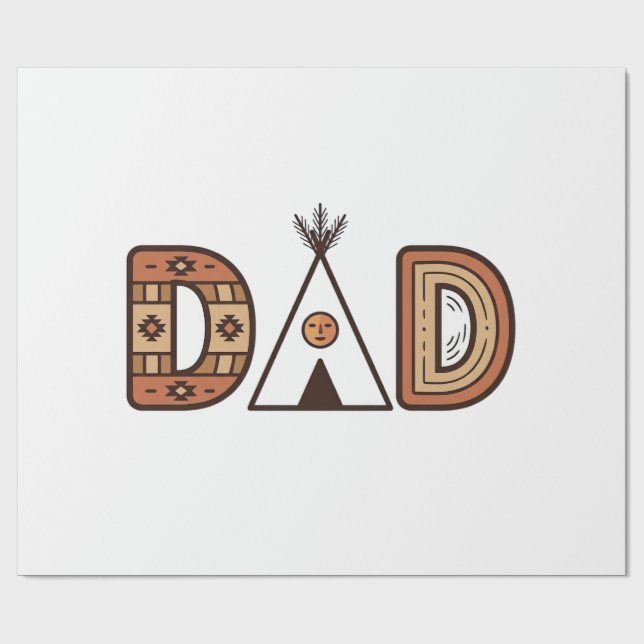 Färgglada Dad Teepee Bokstavsskjorta Design_1 Presentpapper (Platt)
