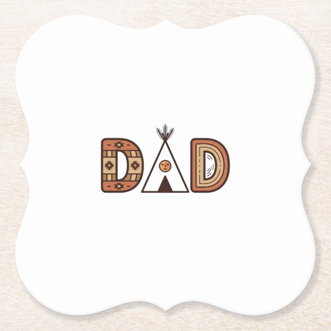 Färgglada Dad Teepee Bokstavsskjorta Design_1 Underlägg Papper (Framsida)