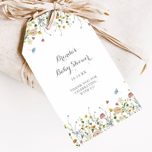 Färgglada Dainty Vilda Blommor Baby Shower Presentetikett