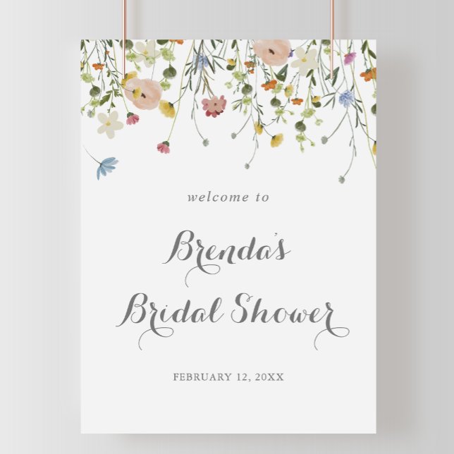 Färgglada Dainty Vilda Blommor Bröllopsdusch Välko Poster (Skapare uppladdad)