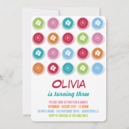 Färgglada Daisy Blomma Prickar Flicka Födelsedagsi Inbjudningar