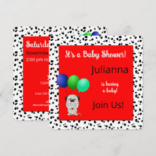 Färgglada Dalmatiner Tema Baby Shower Inbjudningar