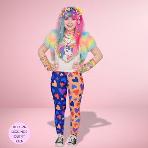 Färgglada Decora Harajuku Kawaii Hjärtan J-Mode Leggings