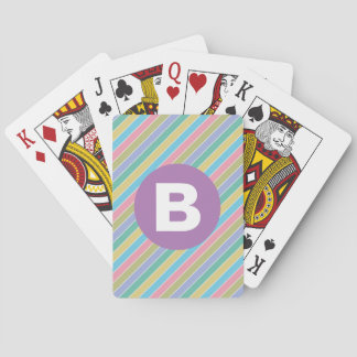 Färgglada diagonala godisränder Lila monogram Casinokort