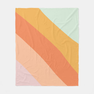 Färgglada diagonala randiga retro godis pastell fleecefilt