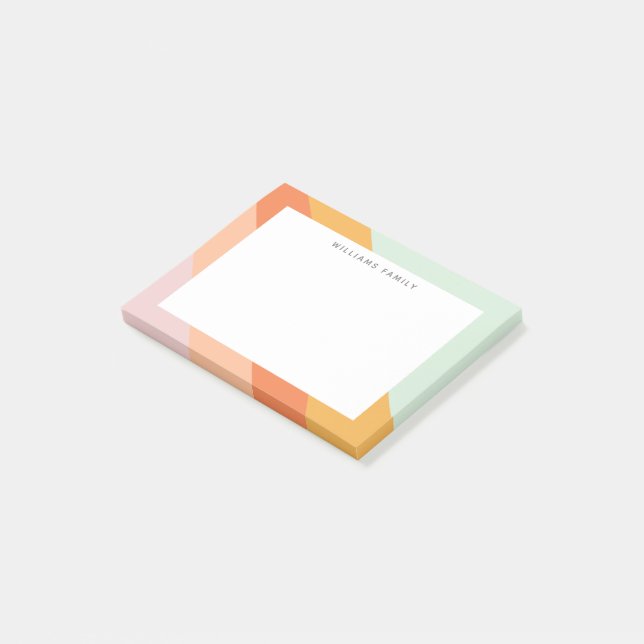 Färgglada diagonala randiga retro söta godis paste post-it block (Vinklad)