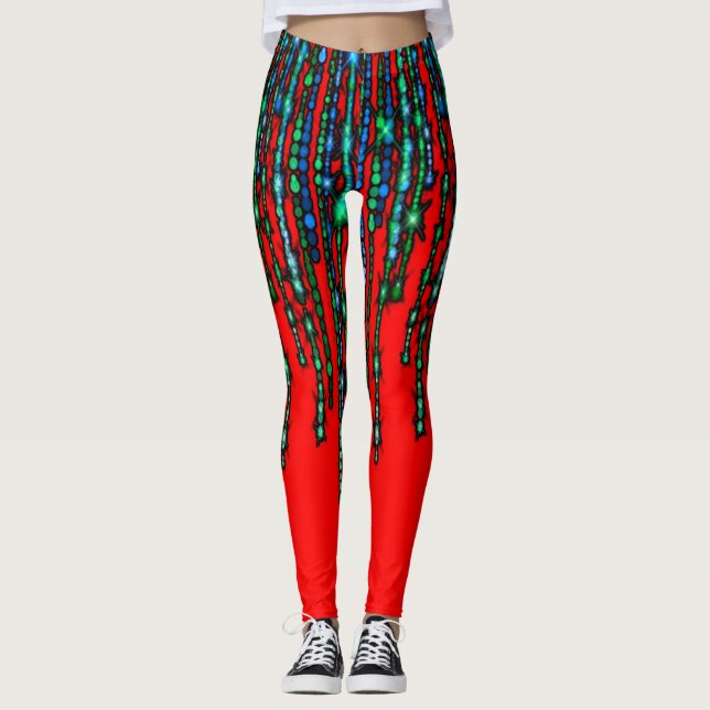 Färgglada Digitala 3D-Design Leggings – Perfekt Pa (Framsida)