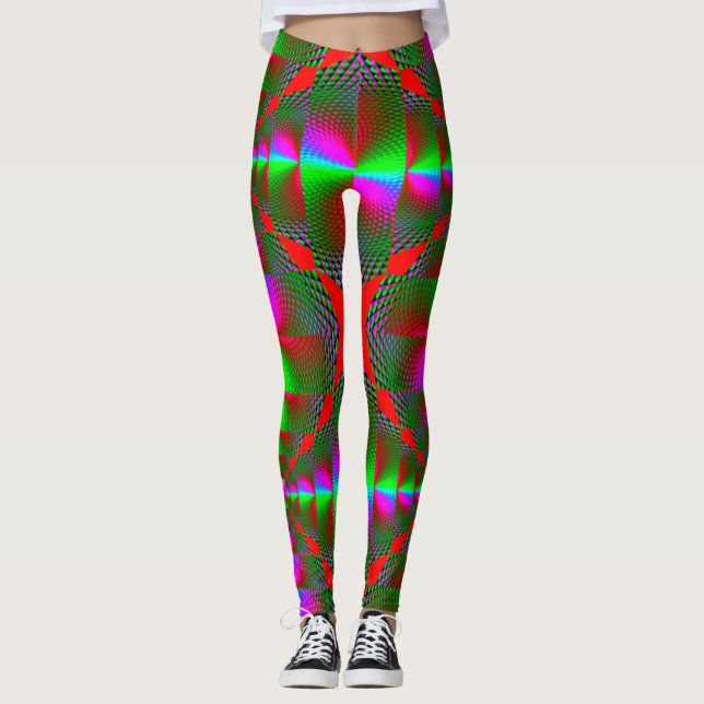 Färgglada Digitala 3D-Design Leggings – Perfekt Pa (Framsida)