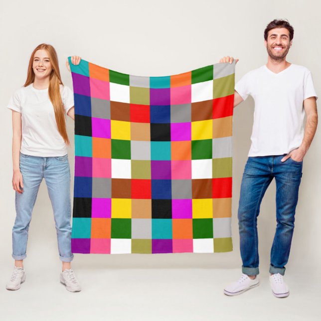 Färgglada djärva färgblock mönsterdesign  fleecefilt (Skapare uppladdad)