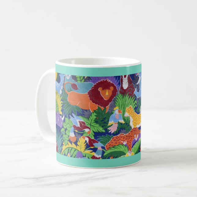 Färgglada djungeldjur kaffemugg (Framsida vänster)
