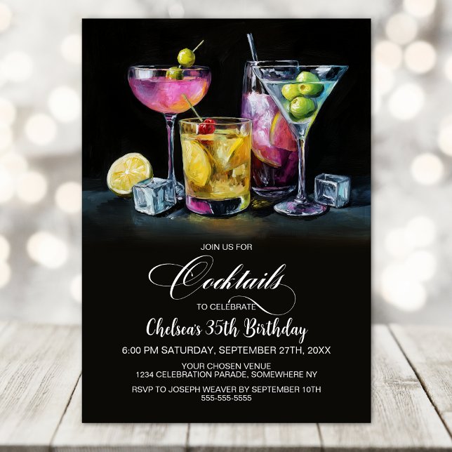 Färgglada drinkar födelsedagsfest inbjudningar (Skapare uppladdad)