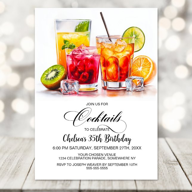 Färgglada drinkar födelsedagsfest inbjudningar (Skapare uppladdad)